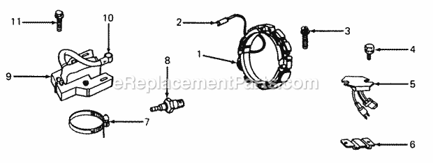 Engine Electrical Diagram and Parts List for 1105 135-292-100, 135-292-399, 0350039U, 136-292-1 Cub Cadet Lawn Mower